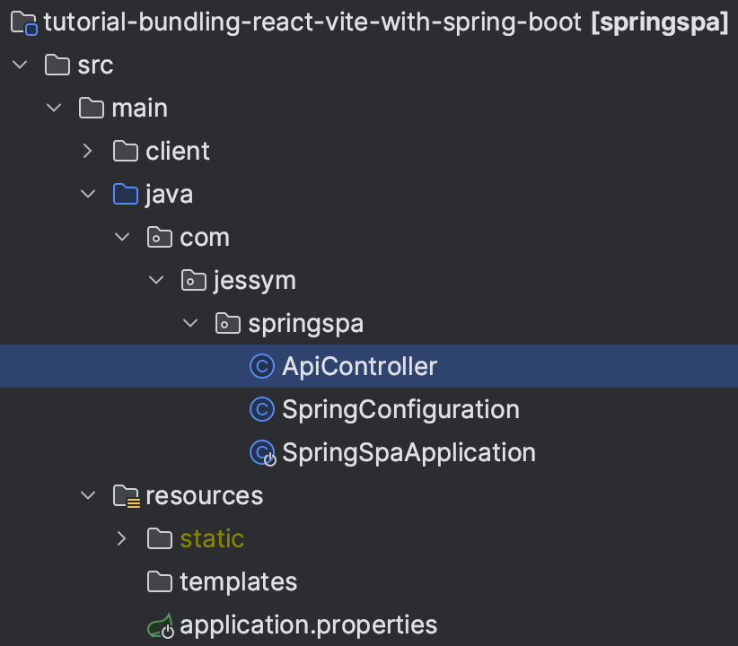 an overview of the project files where the new ApiController file is highlighted