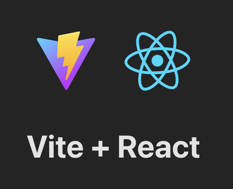 the welcome screen for a React app scaffolded by Vite, consisting of lightning bolt next to a spinning atom